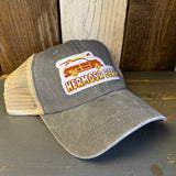 Hermosa Beach WOODIE 6 Panel Low Profile Mesh Hat - Light Grey/Khaki