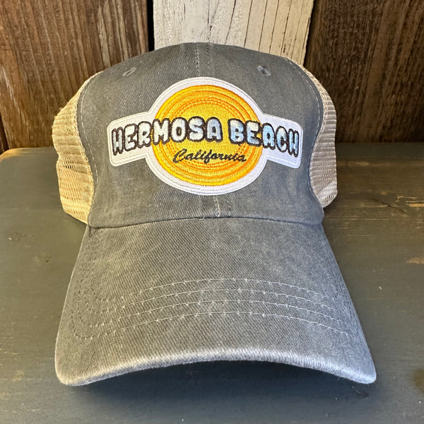 Hermosa Beach HIGH HEAT 6 Panel Low Profile Mesh Hat - Light Grey/Khaki