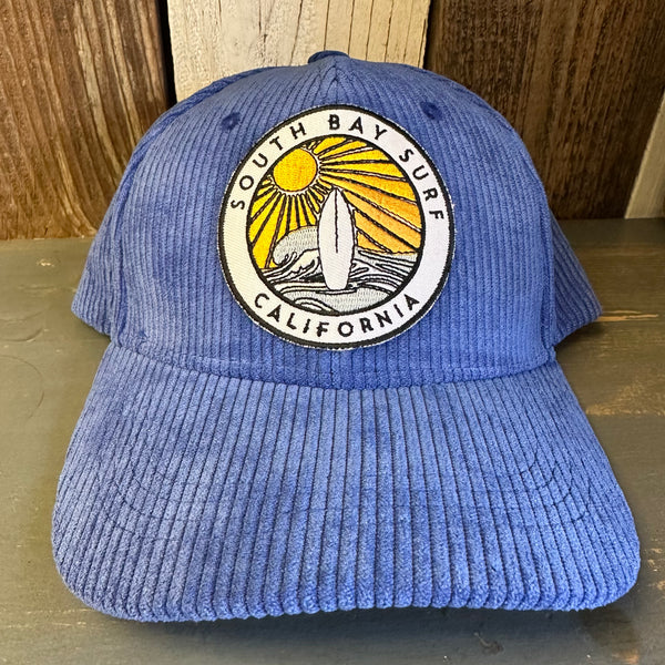 SOUTH BAY SURF (Multi Colored Patch) 6 Panel Low Profile Corduroy Cap - Blue