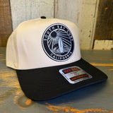Black and natural 5-panel surf cap with a black patch and Otto sticker, suitable for casual wear.