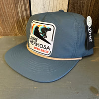 Hermosa Beach SURF HERMOSA :: OPEN DAILY - 5 Panel Nylon Hat - Blue Spruce