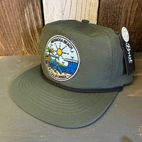 Hermosa Beach SHOREFRONT - 5 Panel Nylon Hat - Military Green