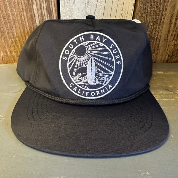 SOUTH BAY SURF (Navy Patch) - 5 Panel Nylon Hat -Black