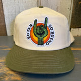 Two-tone cactus/natural workhorse hat with a cactus patch, made from durable materials for everyday wear.