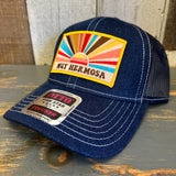 Hermosa Beach MUY HERMOSA Premium 6 Panel Denim Trucker Hat - Navy/White Stitching