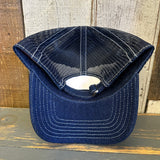 Hermosa Beach MUY HERMOSA Premium 6 Panel Denim Trucker Hat - Navy/White Stitching