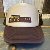 Hermosa Beach PIER AVE Foam Trucker Cap Hat - Brown/Khaki