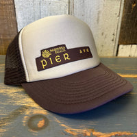 Hermosa Beach PIER AVE Foam Trucker Cap Hat - Brown/Khaki