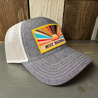 Hermosa Beach CLASSIC LOGO 6 Panel Low Profile Mesh Back Trucker Hat - Navy/White