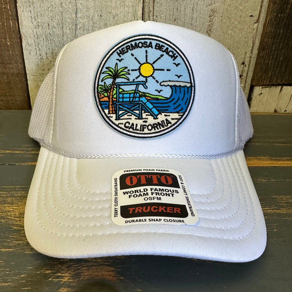 Hermosa Beach SHOREFRONT High Crown Trucker Hat - White