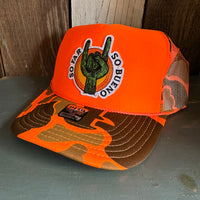 SO FAR :: SO BUENO High Crown Trucker Hat - Neon Orange Hunters Camo