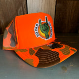 SO FAR :: SO BUENO High Crown Trucker Hat - Neon Orange Hunters Camo