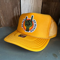 SO FAR :: SO BUENO 5 Panel High Crown Trucker Hat - Gold