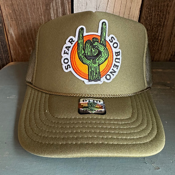 SO FAR :: SO BUENO High Crown Trucker Hat - Olive