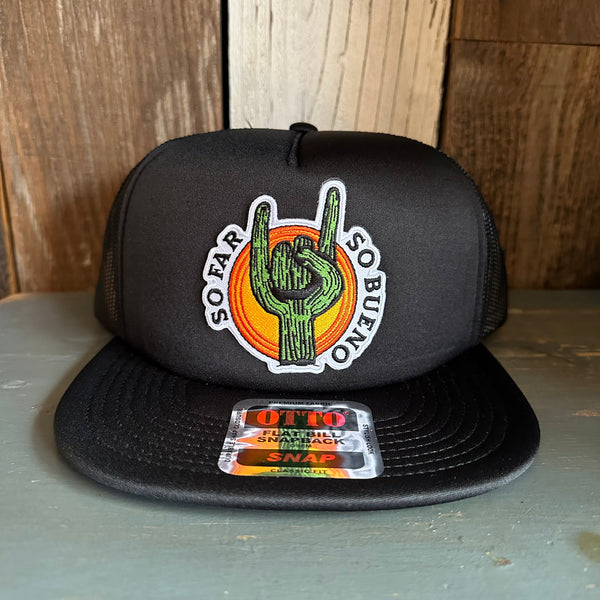 SO FAR :: SO BUENO Trucker Hat - Black (Flat Brim)