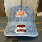 Hermosa Beach MUY HERMOSA :: COASTAL EDITION 6 Panel Low Profile Dad Hat - Light Blue Denim