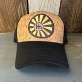 Hermosa Beach SUNBEAMS Premium Cork Low Profile Mesh Back Trucker Hat - (Black/Cork)