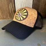 Hermosa Beach SUNBEAMS Premium Cork Low Profile Mesh Back Trucker Hat - (Black/Cork)