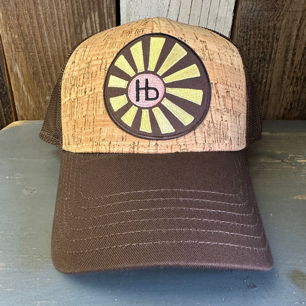 Hermosa Beach SUNBEAMS Premium Cork Low Profile Mesh Back Trucker Hat - (Brown/Cork)