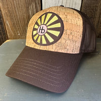 Hermosa Beach SUNBEAMS Premium Cork Low Profile Mesh Back Trucker Hat - (Brown/Cork)
