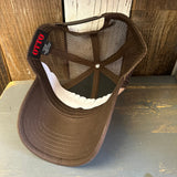 Hermosa Beach NORTH OF PIER LIFEGUARD TOWER Premium Cork Low Profile Mesh Back Trucker Hat - (Brown/Cork)