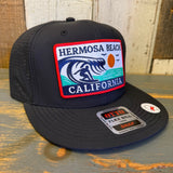 Hermosa Beach THE PERFECT WAVE 6 Panel Snapback Hat Cap - Black