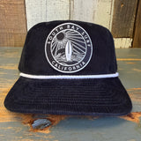SOUTH BAY CALIFORNIA (Black Patch) Premium 5-Panel Corduroy Hat - Black/White Rope