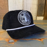 SOUTH BAY CALIFORNIA (Black Patch) Premium 5-Panel Corduroy Hat - Black/White Rope