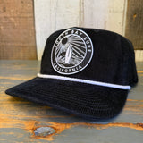 SOUTH BAY CALIFORNIA (Black Patch) Premium 5-Panel Corduroy Hat - Black/White Rope