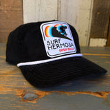 SURF HERMOSA :: OPEN DAILY Premium 5-Panel Corduroy Hat - Black/White Rope