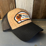 Hermosa Beach RETRO SUNSET Premium Cork Low Profile Mesh Back Trucker Hat - (Black/Cork)