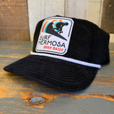 SURF HERMOSA :: OPEN DAILY Premium 5-Panel Corduroy Hat - Black/White Rope