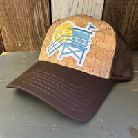 Hermosa Beach NORTH OF PIER LIFEGUARD TOWER Premium Cork Low Profile Mesh Back Trucker Hat - (Brown/Cork)