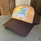 Hermosa Beach NORTH OF PIER LIFEGUARD TOWER Premium Cork Low Profile Mesh Back Trucker Hat - (Brown/Cork)