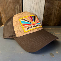 Hermosa Beach MUY HERMOSA Premium Cork Low Profile Mesh Back Trucker Hat - (Brown/Cork)
