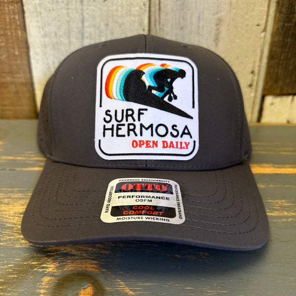 Hermosa Beach SURF HERMOSA :: OPEN DAILY "OTTO COMFY FIT" Mid Profile Baseball Cap - Charcoal Grey