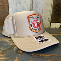 SMOKEY BEAR :: KEEP IT GREEN PREVENT WILDFIRES High Crown Trucker Hat - Khaki