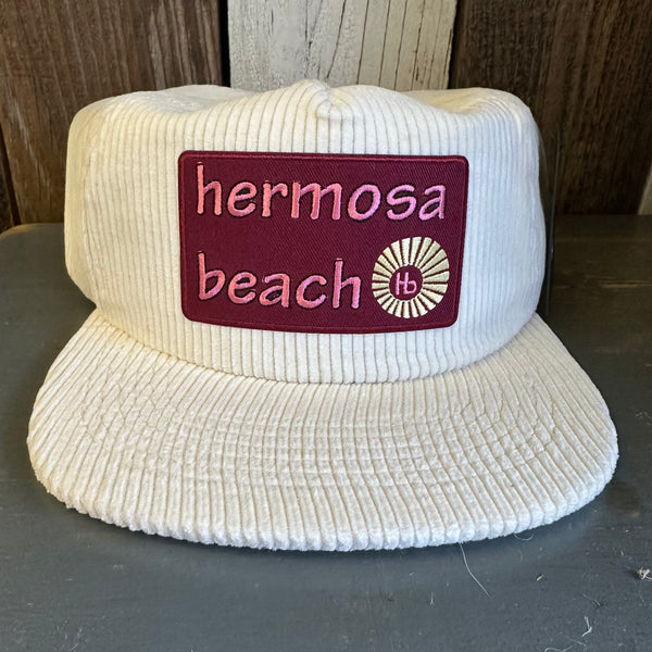 Hermosa Beach WELCOME SIGN Vintage Corduroy Hat - Beige / Off White