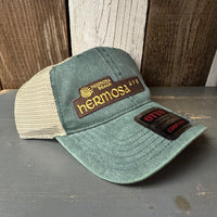 Hermosa Beach HERMOSA AVE 6 Panel Low Profile "OTTO COMFY FIT" Mesh Back Trucker Hat - Dark Green/Dark Green/Khaki