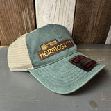 Hermosa Beach HERMOSA AVE 6 Panel Low Profile "OTTO COMFY FIT" Mesh Back Trucker Hat - Dark Green/Dark Green/Khaki