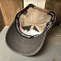 Hermosa Beach RETRO SUNSET 6 Panel Low Profile "OTTO COMFY FIT" Mesh Back Trucker Hat - Vintage Wash Black/Khaki