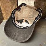 Hermosa Beach RETRO SUNSET 6 Panel Low Profile "OTTO COMFY FIT" Mesh Back Trucker Hat - Vintage Wash Black/Khaki