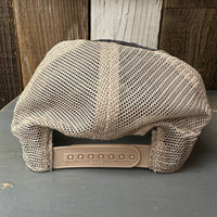 Hermosa Beach RETRO SUNSET 6 Panel Low Profile "OTTO COMFY FIT" Mesh Back Trucker Hat - Vintage Wash Black/Khaki