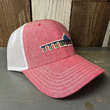 MANHATTAN BEACH PIER & ROUNDHOUSE 6 Panel Low Profile Mesh Back Trucker Hat - Red/White