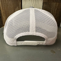 MANHATTAN BEACH PIER & ROUNDHOUSE - 6 Panel Trucker Hat - Heather Grey/White