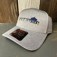 MANHATTAN BEACH PIER & ROUNDHOUSE - 6 Panel Trucker Hat - Heather Grey/White