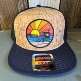 Hermosa Beach OBLIGATORY SUNSET Premium Cork Trucker Hat (Navy Blue)