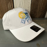 Hermosa Beach LIFEGUARD TOWER - 6 Panel Low Profile Baseball Cap - White