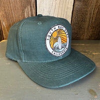 SOUTH BAY SURF (Multi Colored Patch) - 6 Panel Mid Profile Baseball Cap - Dark Green