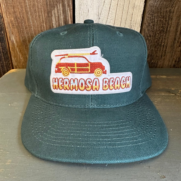 Hermosa Beach WOODIE - 6 Panel Mid Profile Baseball Cap - Dark Green